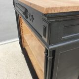 Neoclassical black wood bookcase with columns