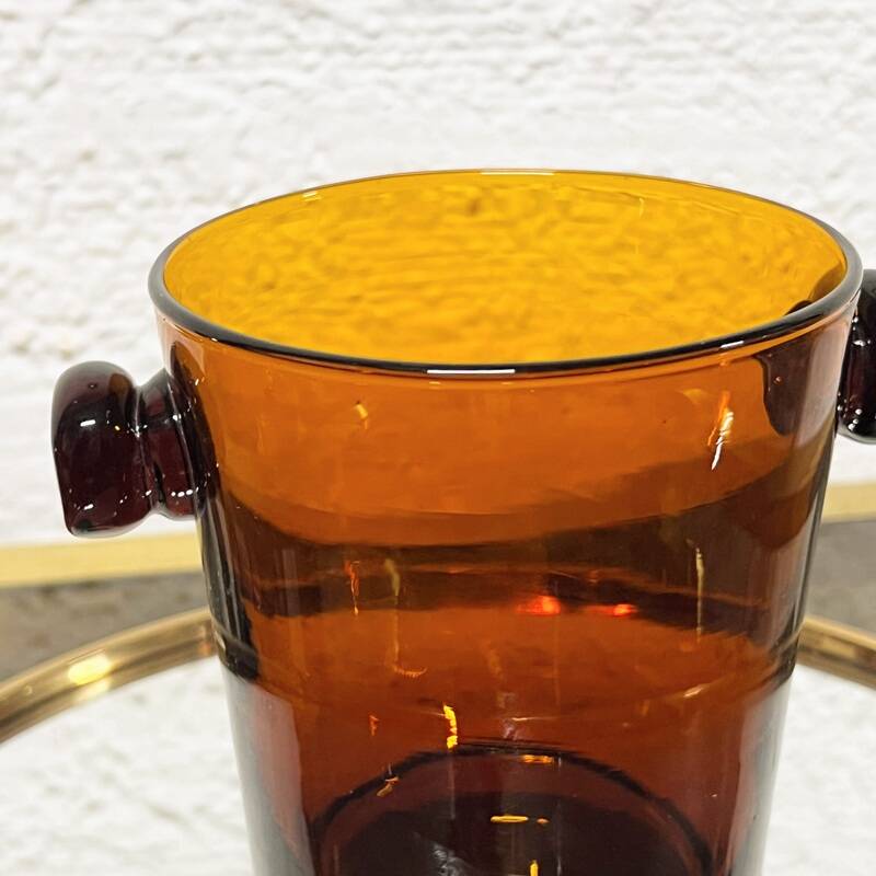 Vintage Amber Glass Ice Cube Bucket