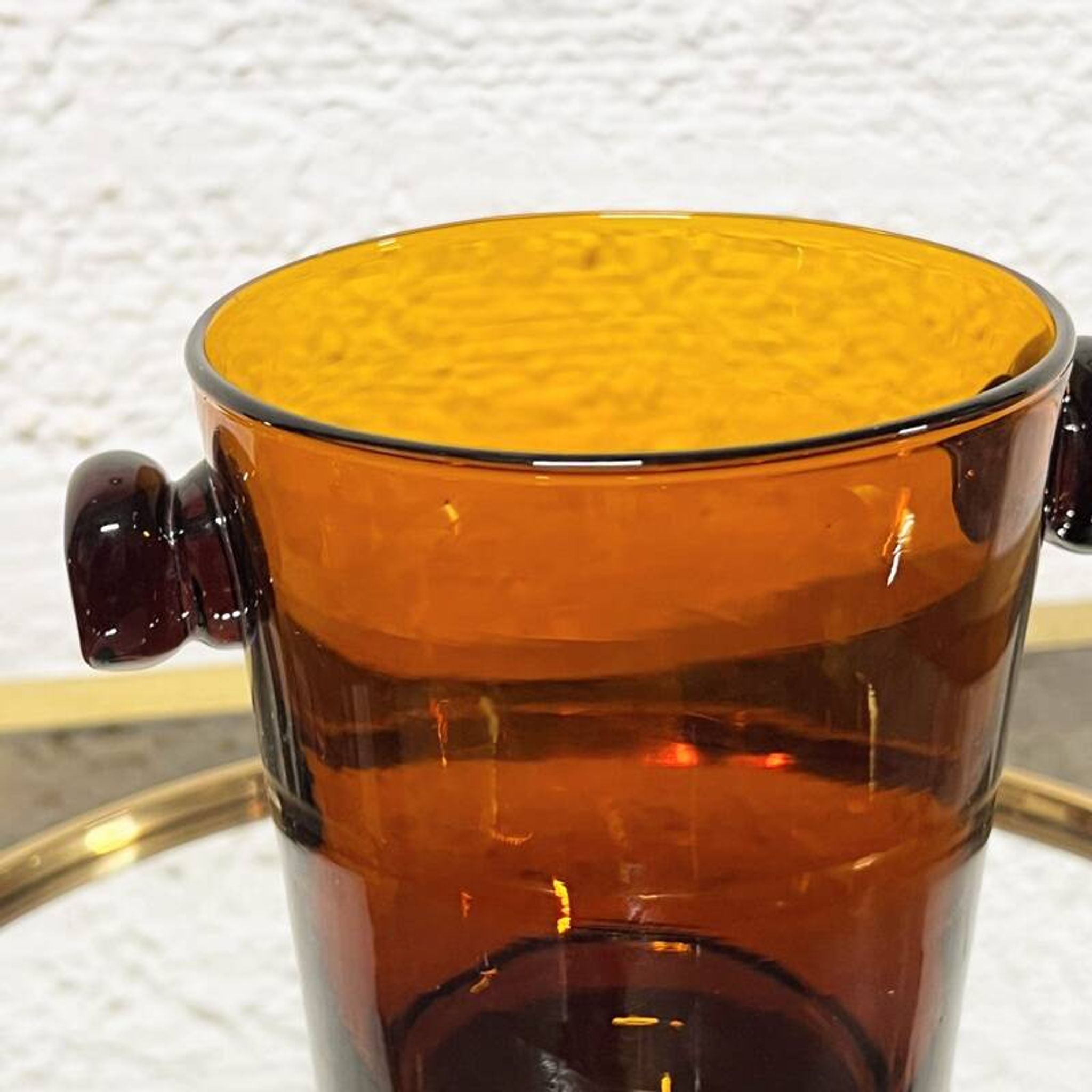Vintage Amber Glass Ice Cube Bucket