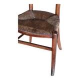 Chaise de nourrice ancienne en bois et paille