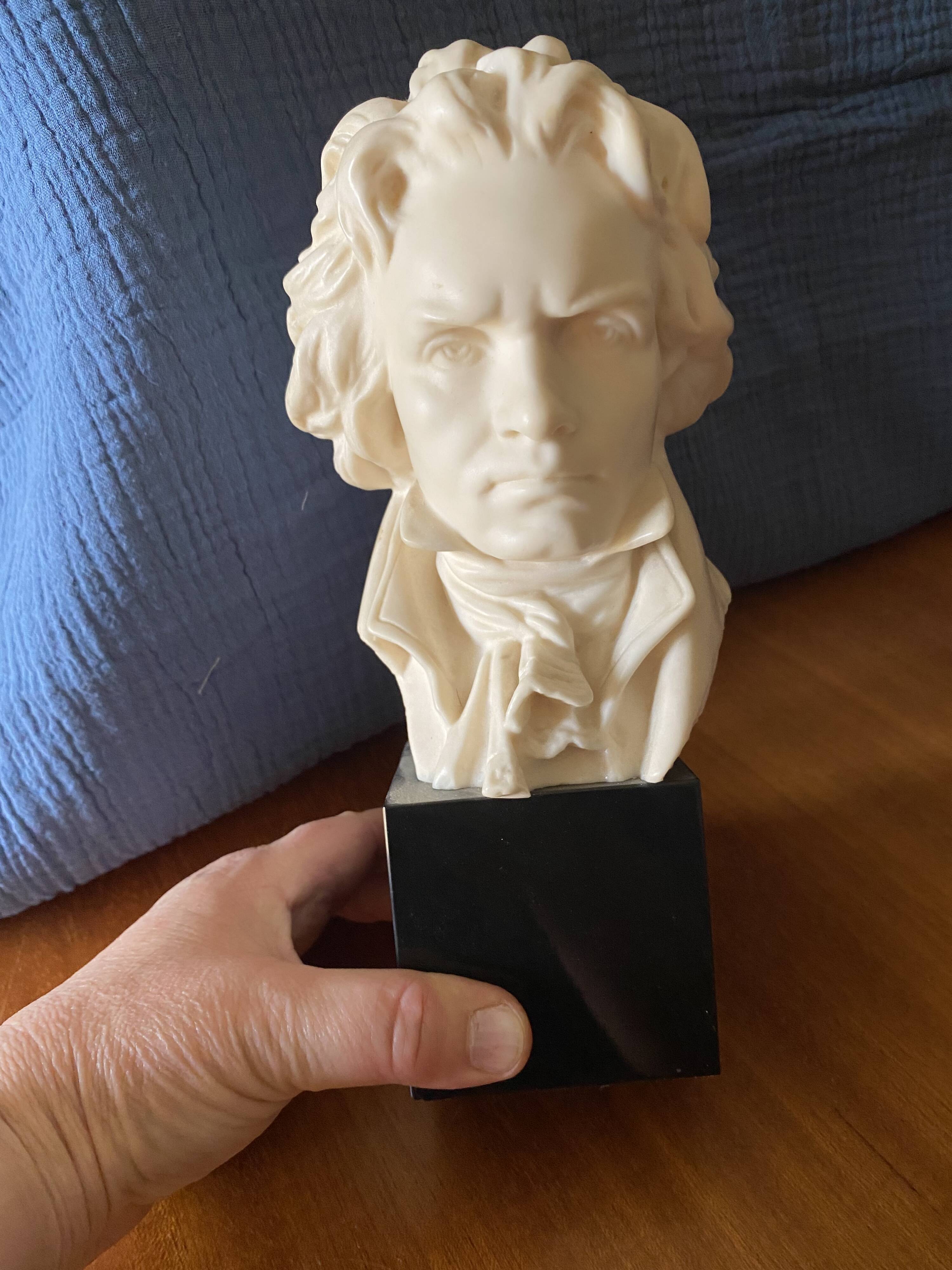 Rare bust of Ludwig Van Beethoven in heavy reconstituted marble.