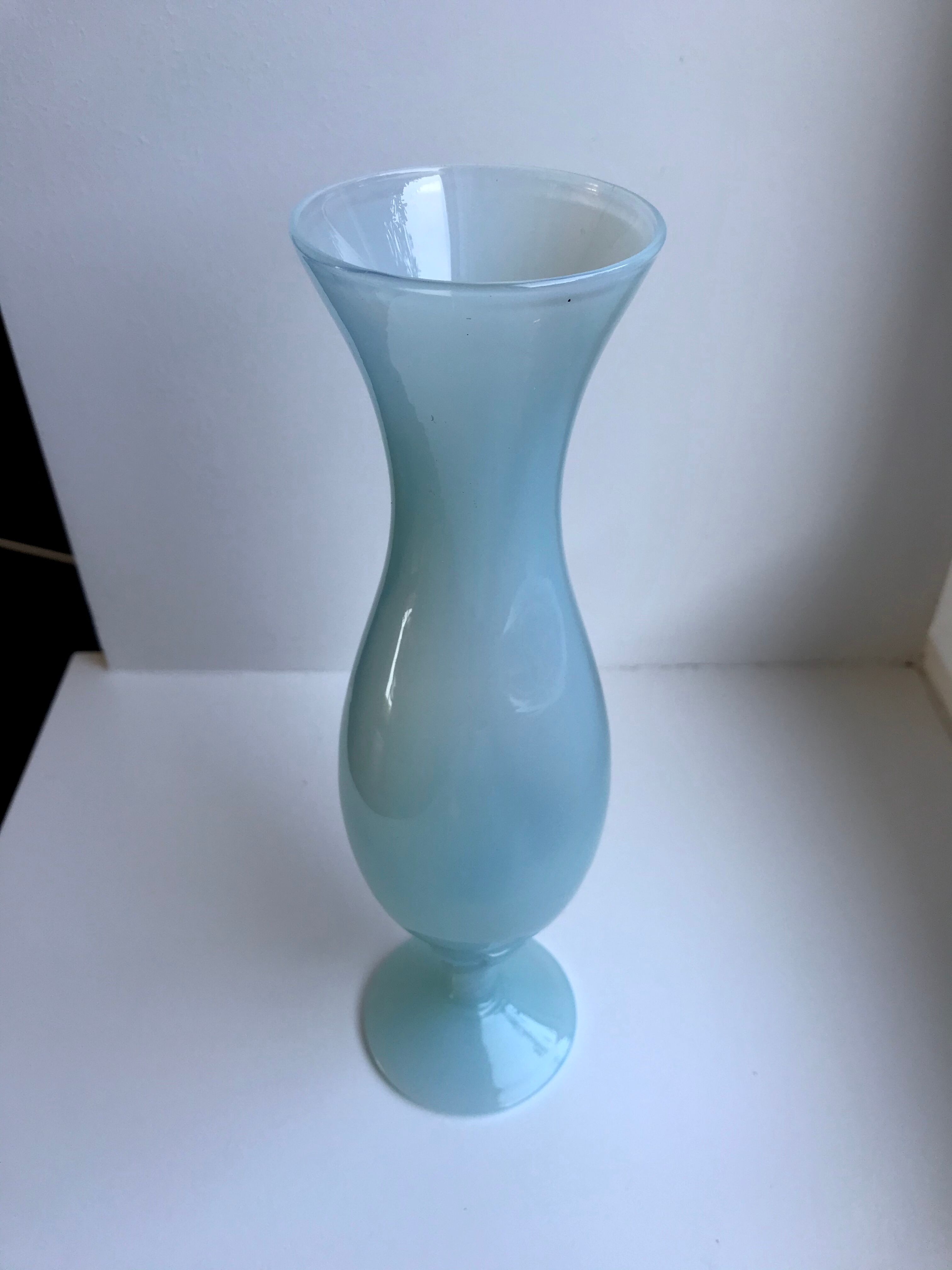 Sky blue opaline vase