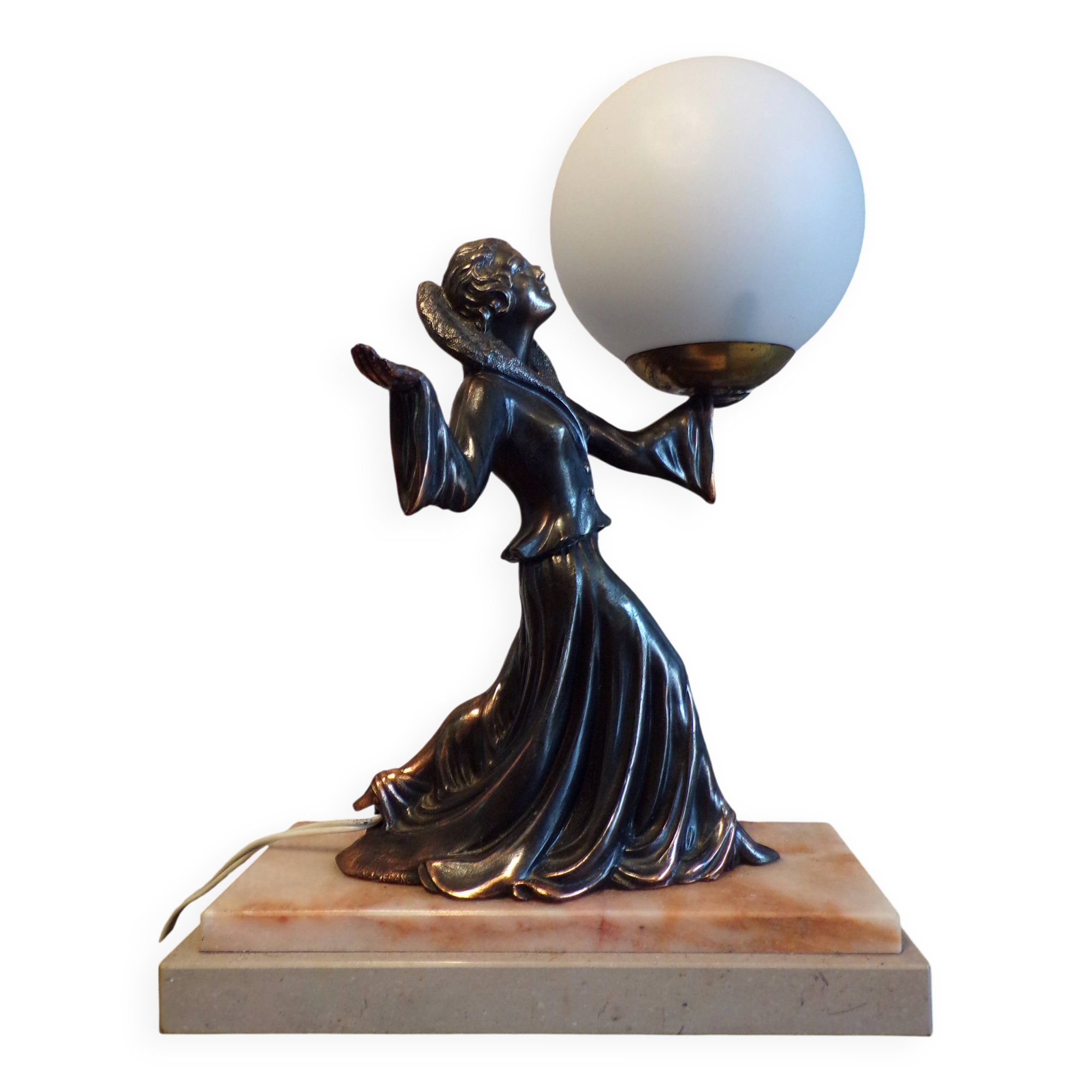 Lampe art déco femme au ballon