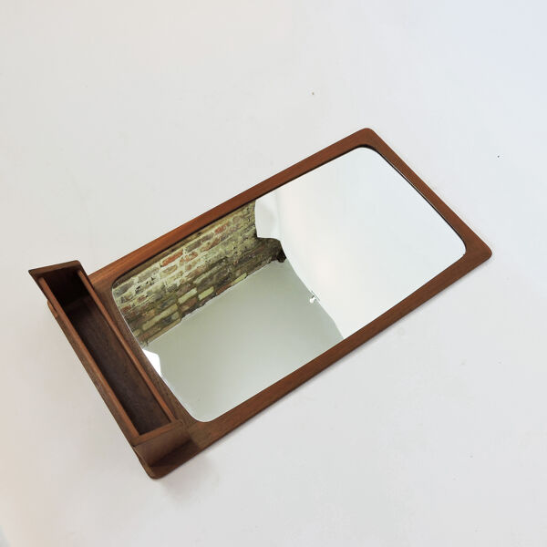 Miroir danois de teck du milieu du siècle, années 60