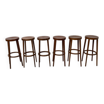 Six Baumann bar top stools