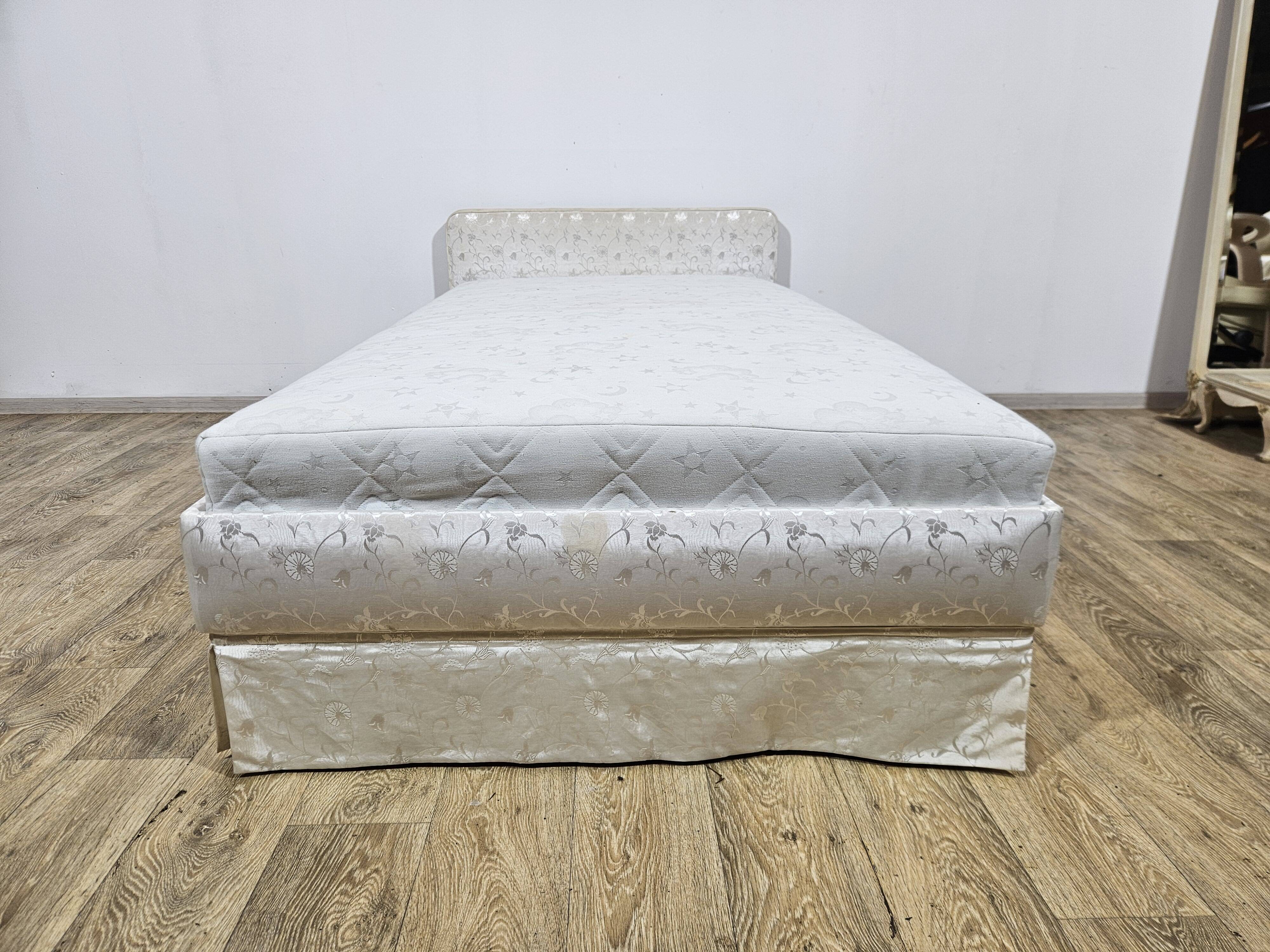 Vintage Upholstered Single Bed with Mattress and Frame 100x190 cm, 60s/70s