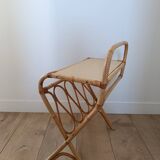 Vintage rattan side table - bedside table - sofa end table