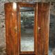 French Art Deco walnut wardrobe with mirror, 1930s