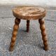 Vintage turned wooden stool / side table — Beaded legs