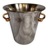 Guy Degrenne stainless steel ice bucket with golden handles
