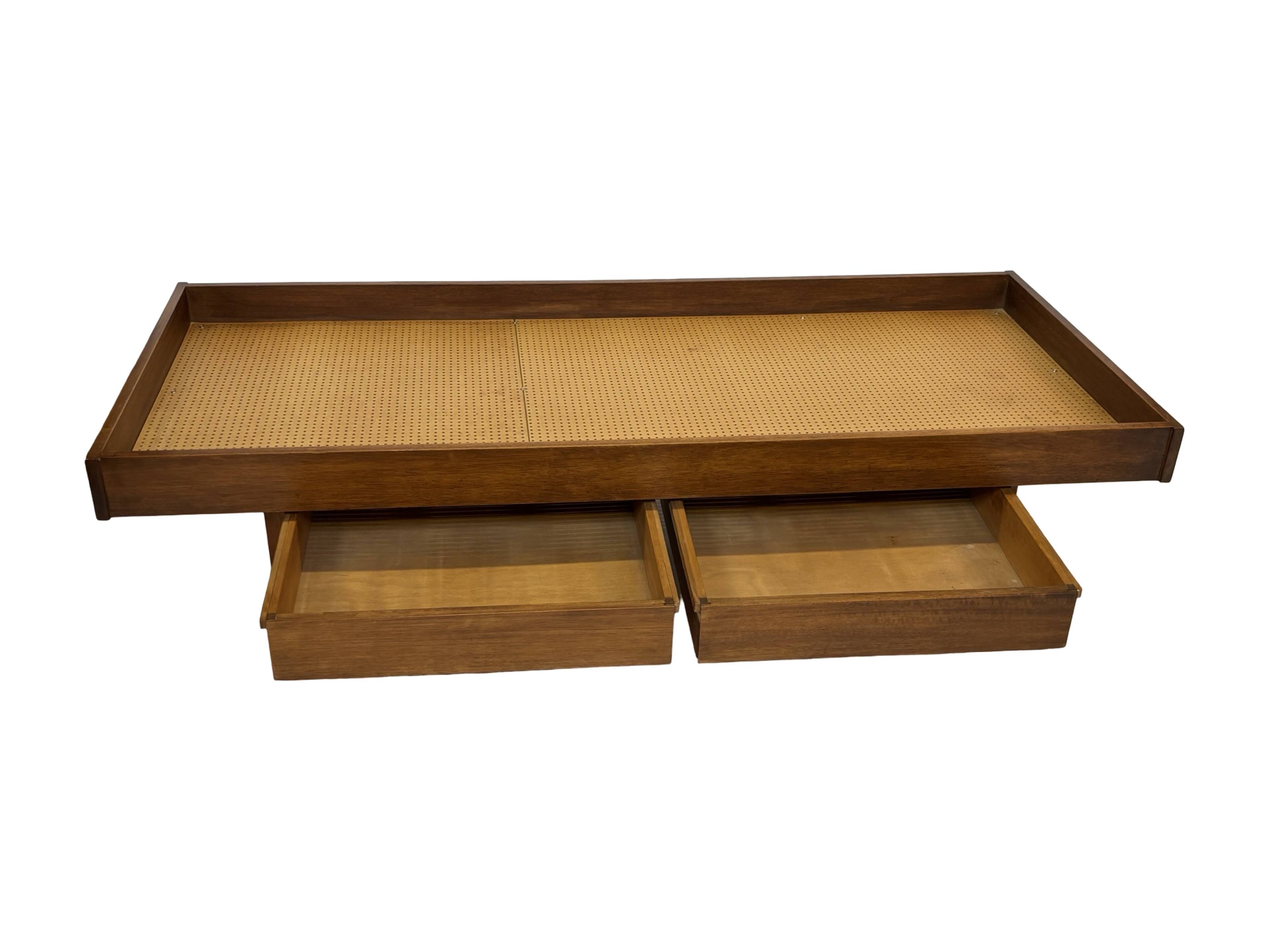 Vintage daybed with drawers 1960s in teak minimalist design