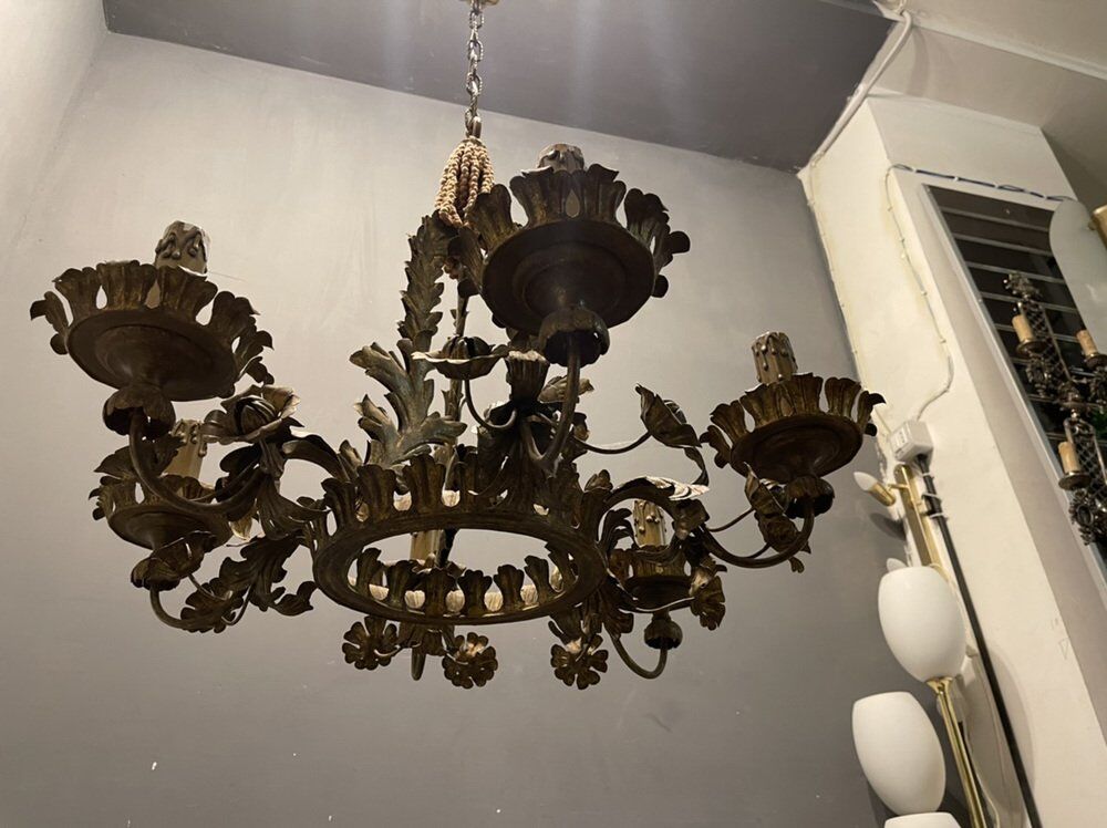 Italian tole chandelier, 1940s