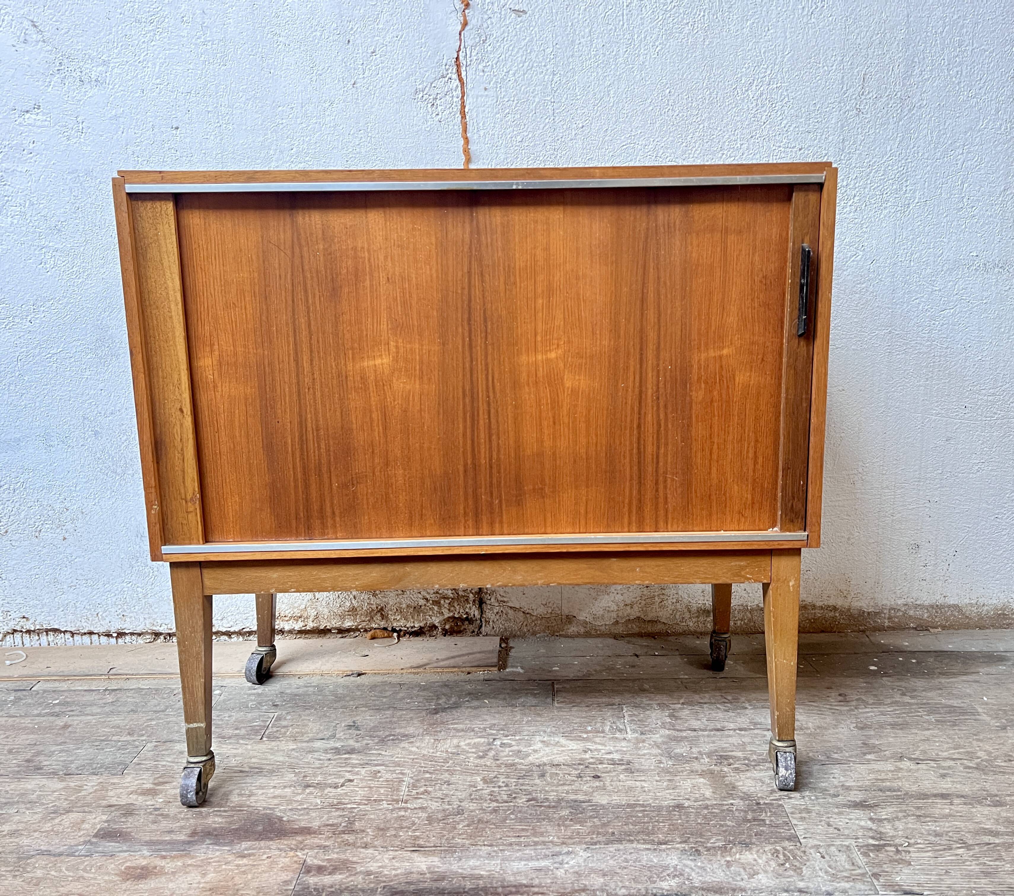 Bar meuble tv hifi à rideau vintage 1950/1960
