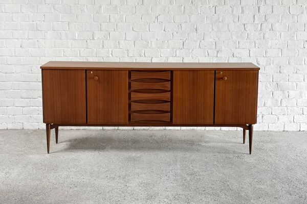 Enfilade moderniste italienne en teck, années 1960