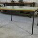 Saint-Gobain glass and black lacquered metal designer table, 1960s
