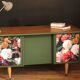 Restored office, 60/70 year, forest green and ancient flowers
