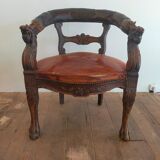 1920 sculpted office armchair with griffon head