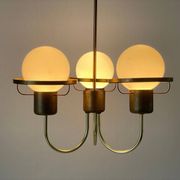 Suspended lamp with 3 glass balls and brass frame, Germany, 1960s