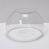 Postmodern Transparent Glass and Silver-Plated Metal Ice Bucket / Bowl, Italy