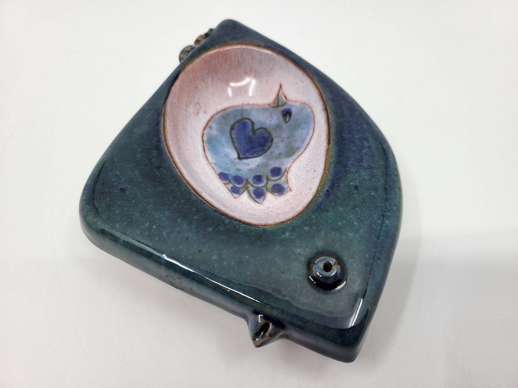 Ashtray Robert & Jean Cloutier bird decoration ceramic France 1950