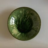 Aegitna hollow dish in green glazed earthenware Vallauris 1960