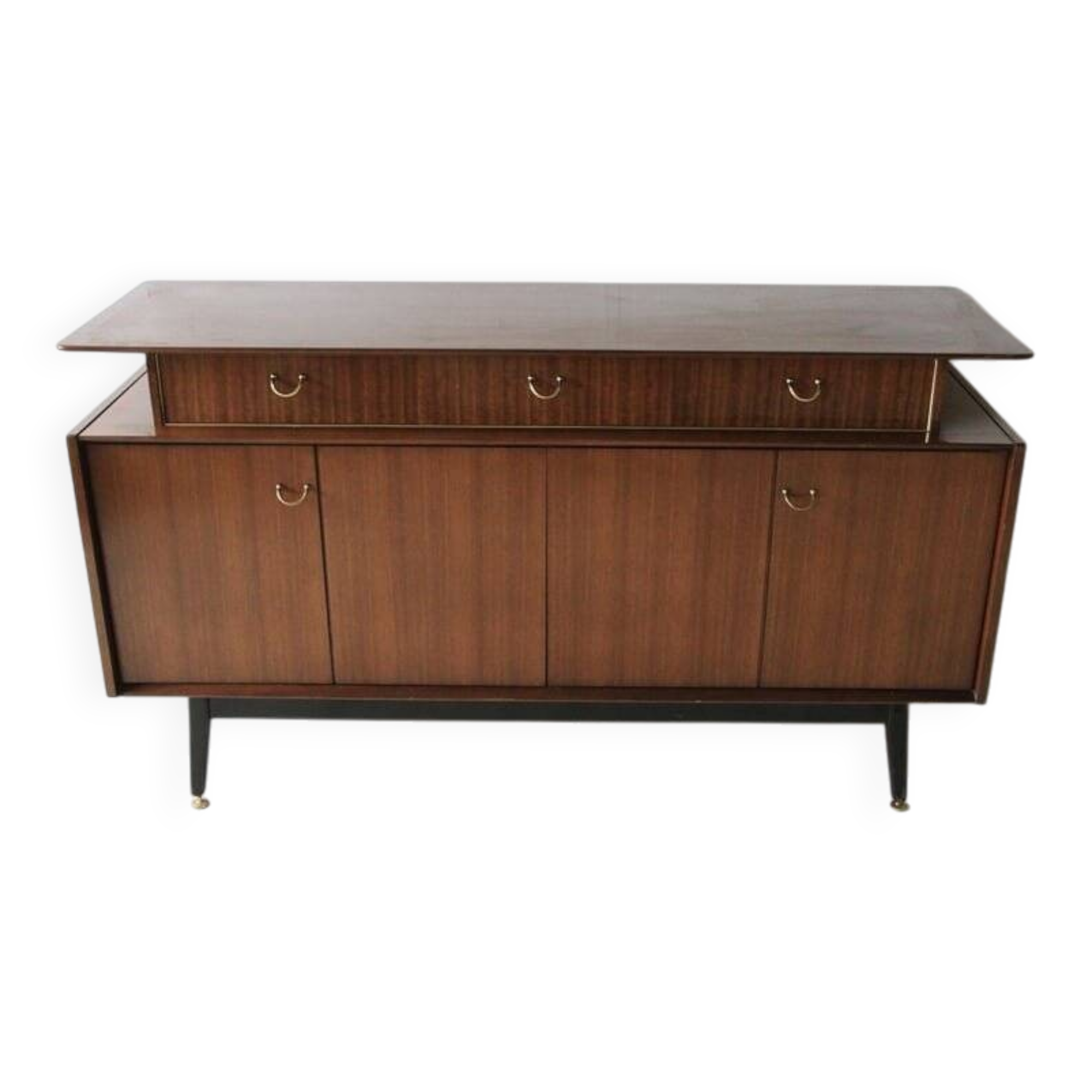 Enfilade G-Plan E. Gomme in brown teak veneer, black legs - 1950s