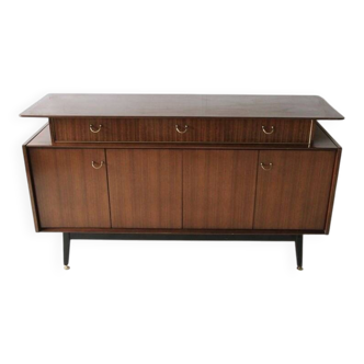 Enfilade G-Plan E. Gomme in brown teak veneer, black legs - 1950s
