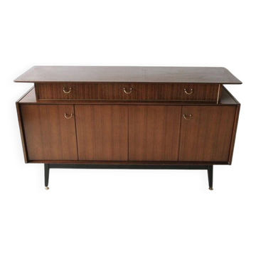 Enfilade G-Plan E. Gomme en placage de teck marron, piétement noir - 1950s
