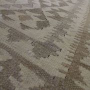 Khaki Brown Kilim Rug, Afghan Wool Flatweave, Handmade Geometric Tribal Rug