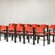 Italian postmodern stacking chairs in Sottsass style, Italy, 1970s, set of 14