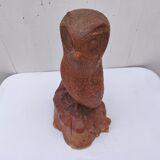 Large wooden owl, sculpture by Alain Dréan, Auray