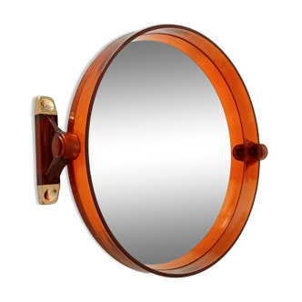 Miroir vintage en plexiglas ambré années 70