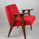 Red Velvet 366 Lounge Chair by Józef Chierowski, 1970s