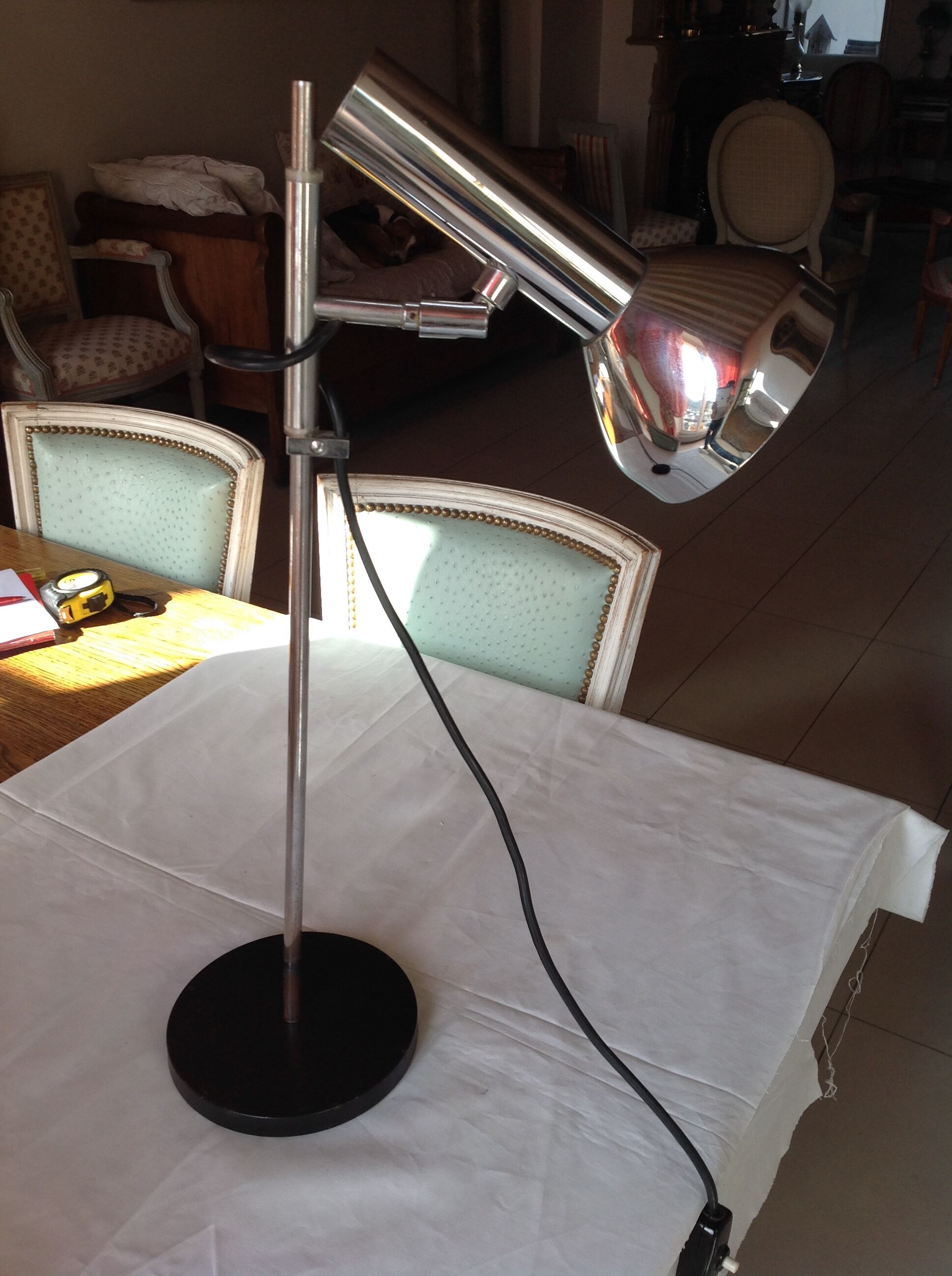 Lampe de bureau chromée, orientable, vintage, années 70