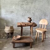 Small child's chair in natural blond teak back with three bars
