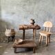 Small child's chair in natural blond teak back with three bars