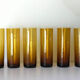 6 glasses amber tubes blown 1970s