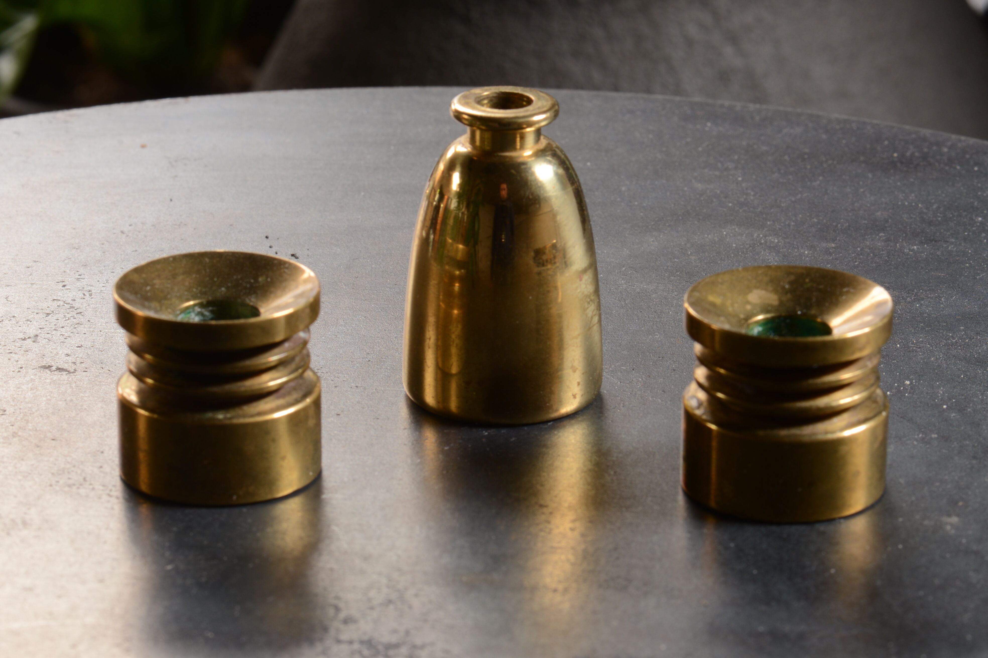 3 brass candlesticks by Hans Agne Jakobsson, Suede circa 1960