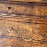 Vintage Louis Philippe chest of drawers in burr walnut and gray marble
