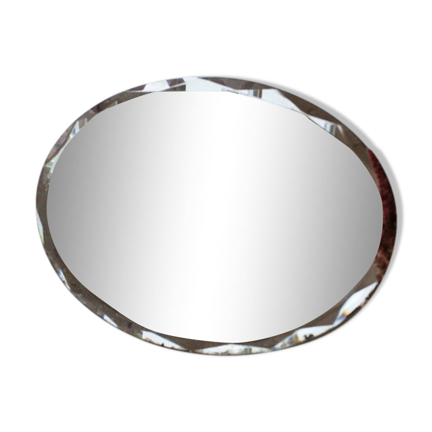 Old oval beveled art deco mirror
