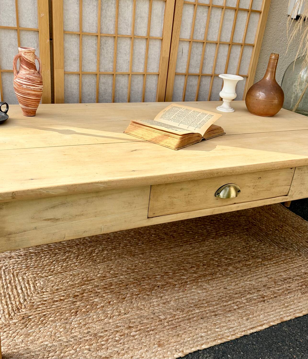 Raw wood coffee table
