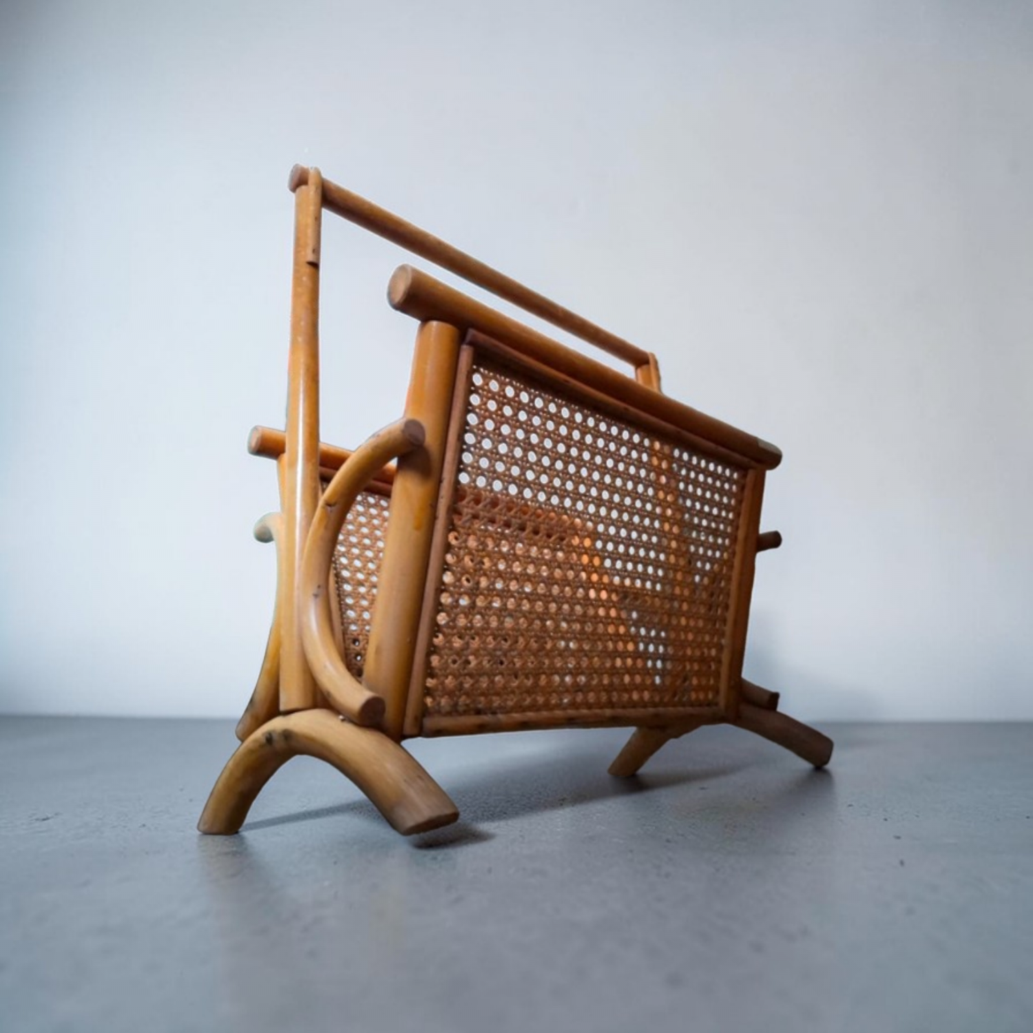 Rattan magazine rack