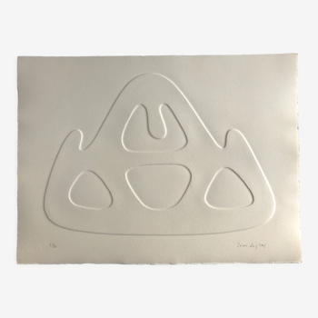 Signed and numbered print by Jean Legros, Geometric stamping inspired by reliefs, c 1970