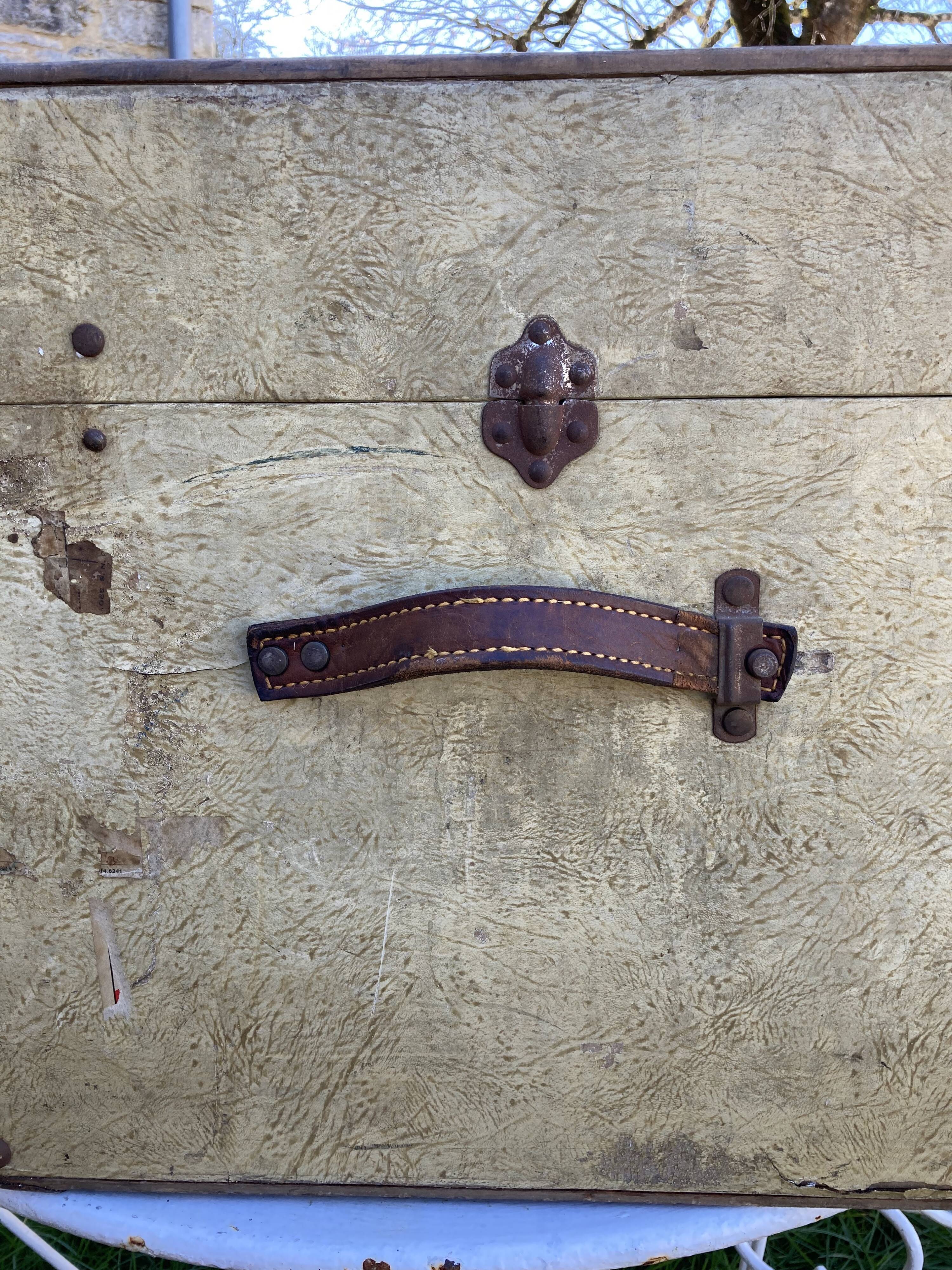 Antique wooden travel trunk