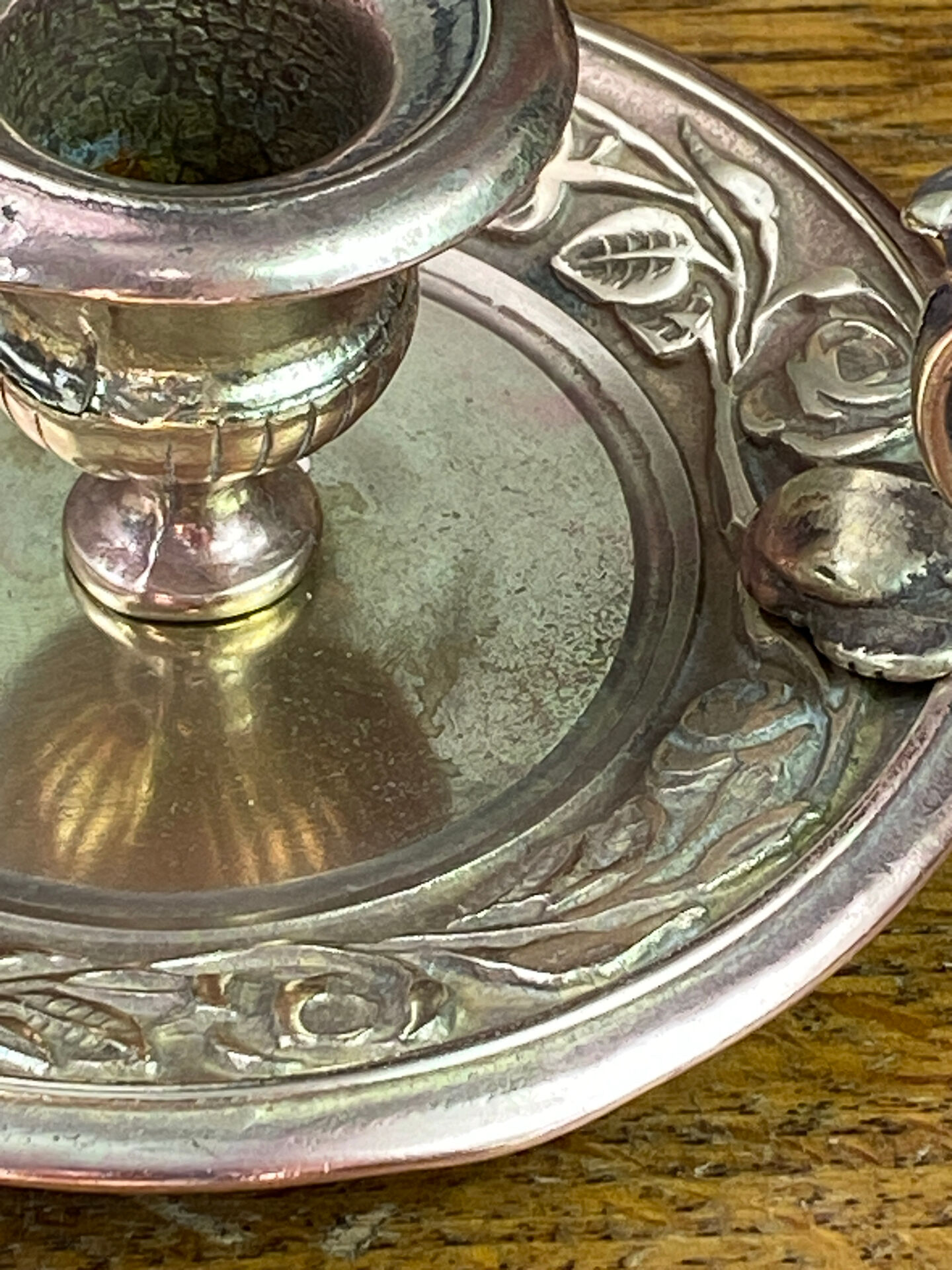Hand candle holder, butterfly decoration, solid brass