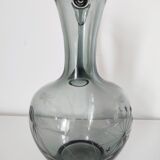 Engraved glass pitcher