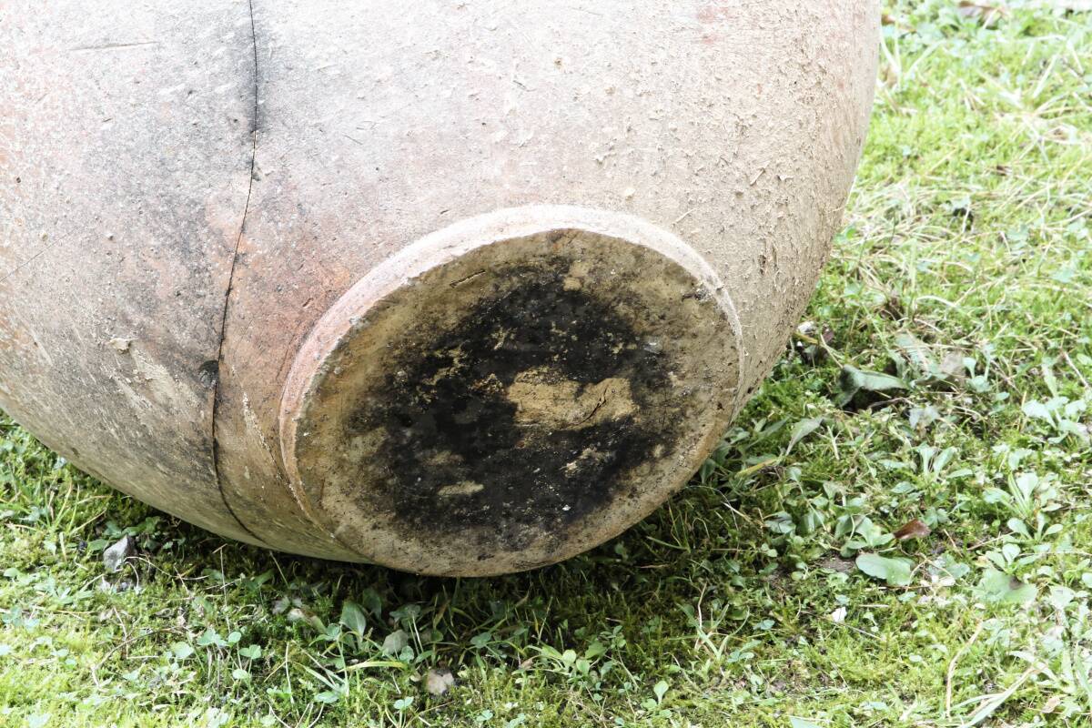 Large turned terracotta jar, 19th century