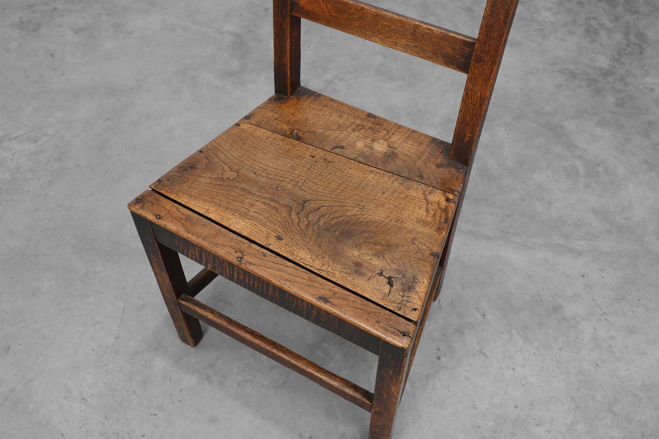 Antique oak late 19th century oak side chair, Belgium
