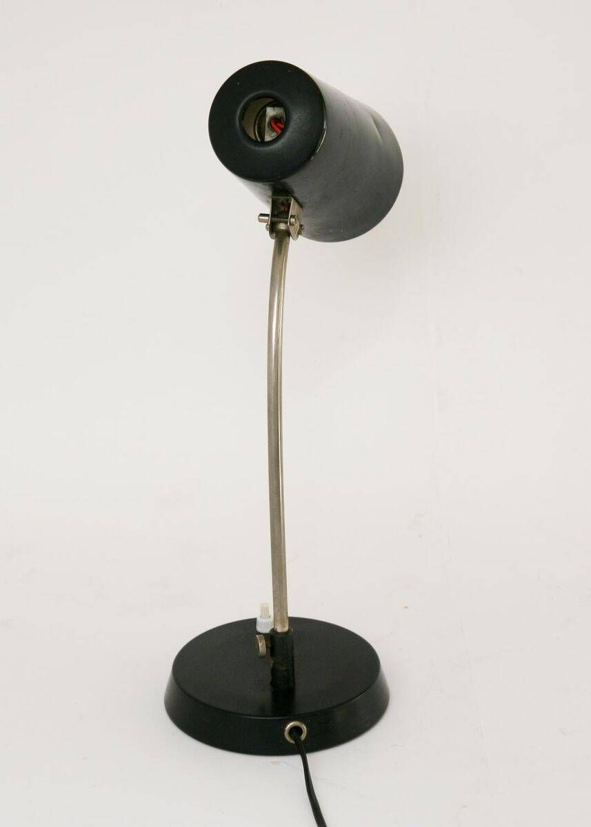 Lampe de table noire des années 60, style milieu de siècle.