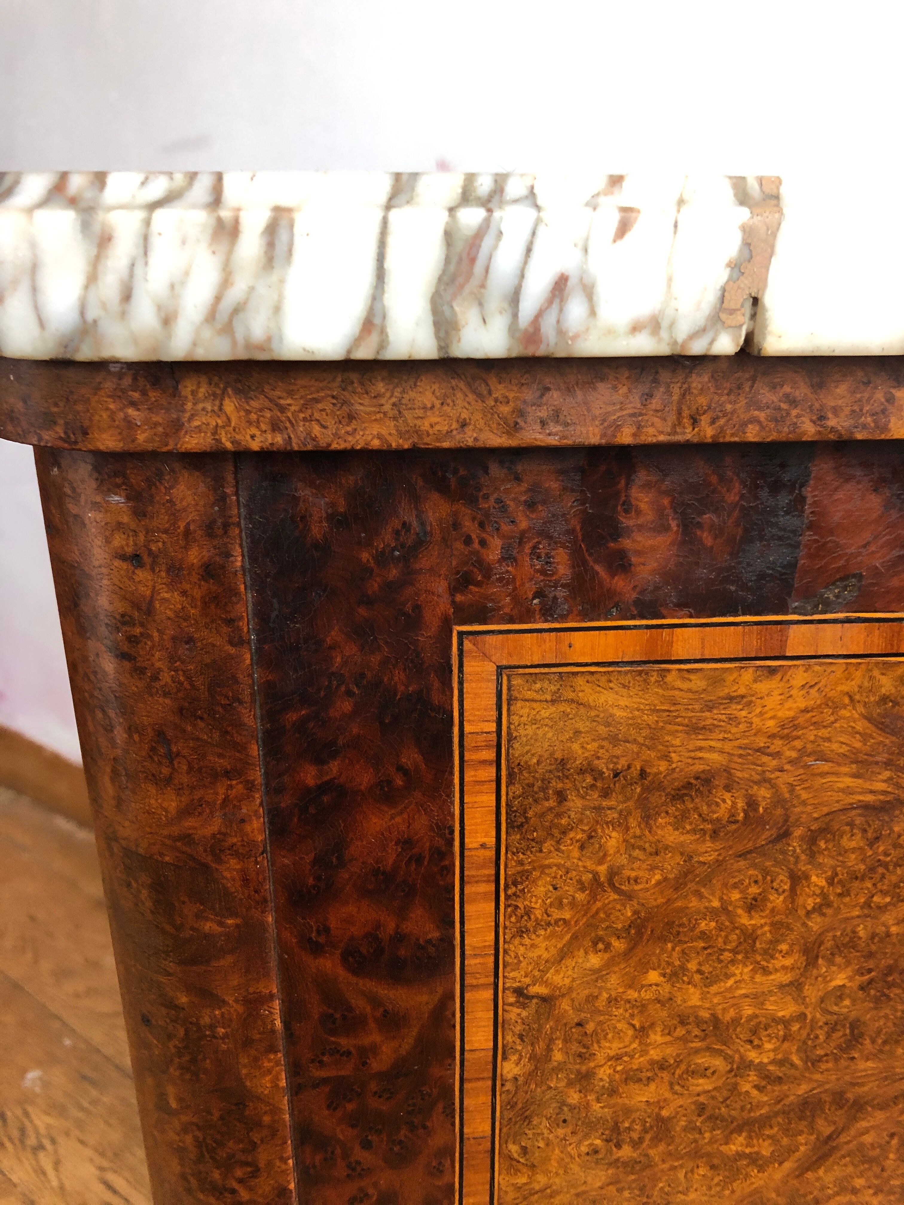 Marquetry bedside table